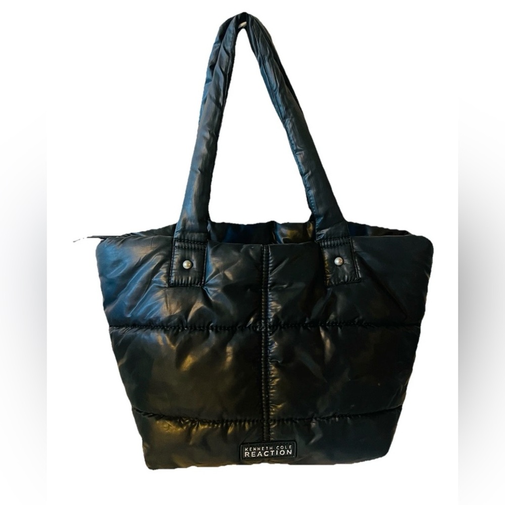 Kenneth Cole Reaction Black Puffy Quilted Nylon Double Handle Tote Bag Premstar